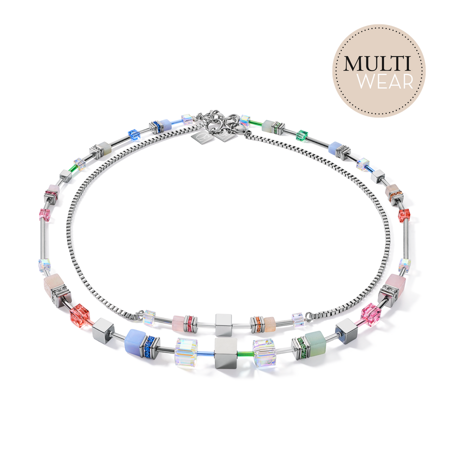 Collier GeoCUBE® Multitask 4-in1 summer multi pastel argent