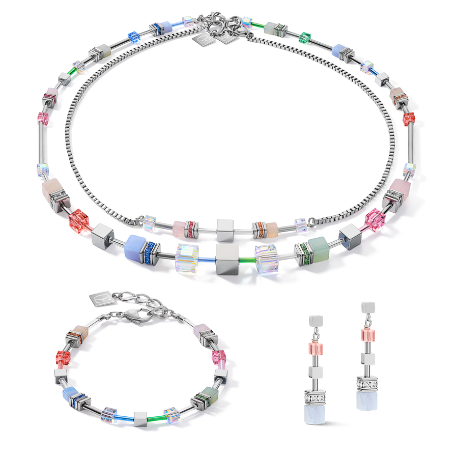 Collier GeoCUBE® Multitask 4-in1 summer multi pastel argent