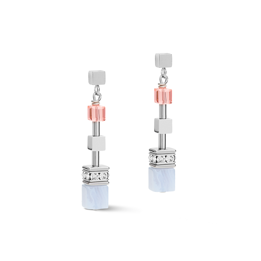 Boucles d'oreille GeoCUBE® Multitask summer multi pastel argent