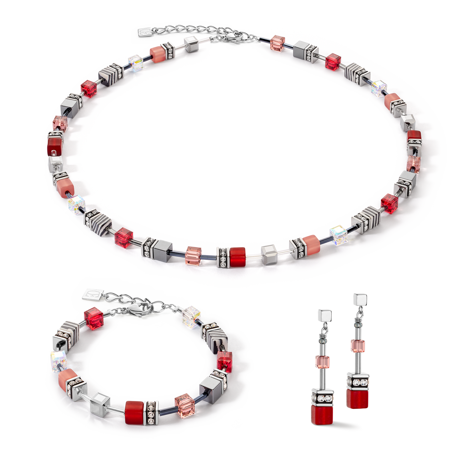 Collier GeoCUBE® Iconic 50 cm rouge