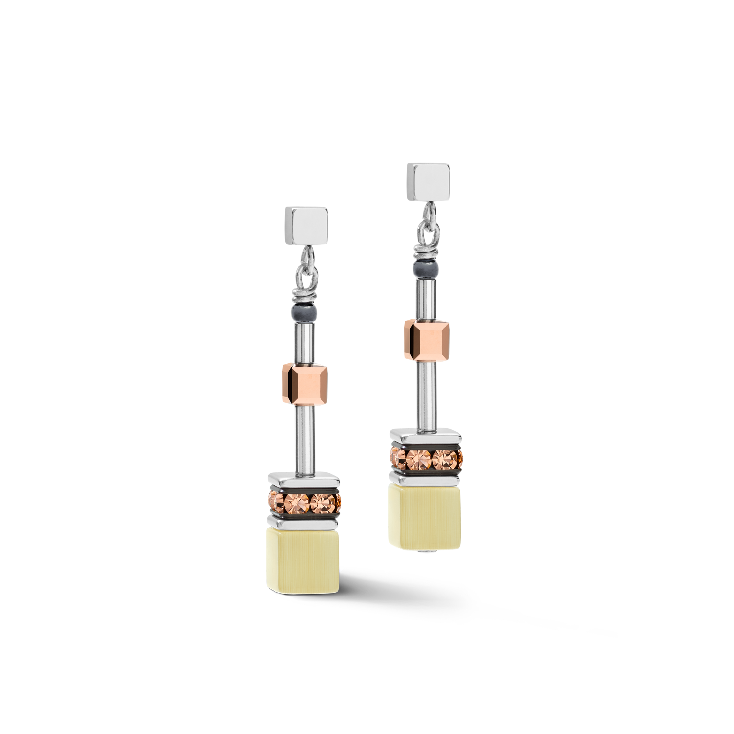 Boucles d'oreille GeoCUBE® medium olive-pêche