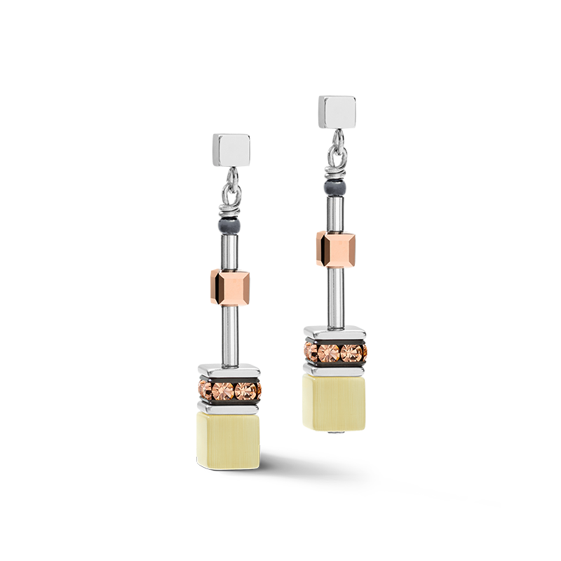 Boucles d'oreille GeoCUBE® medium olive-pêche