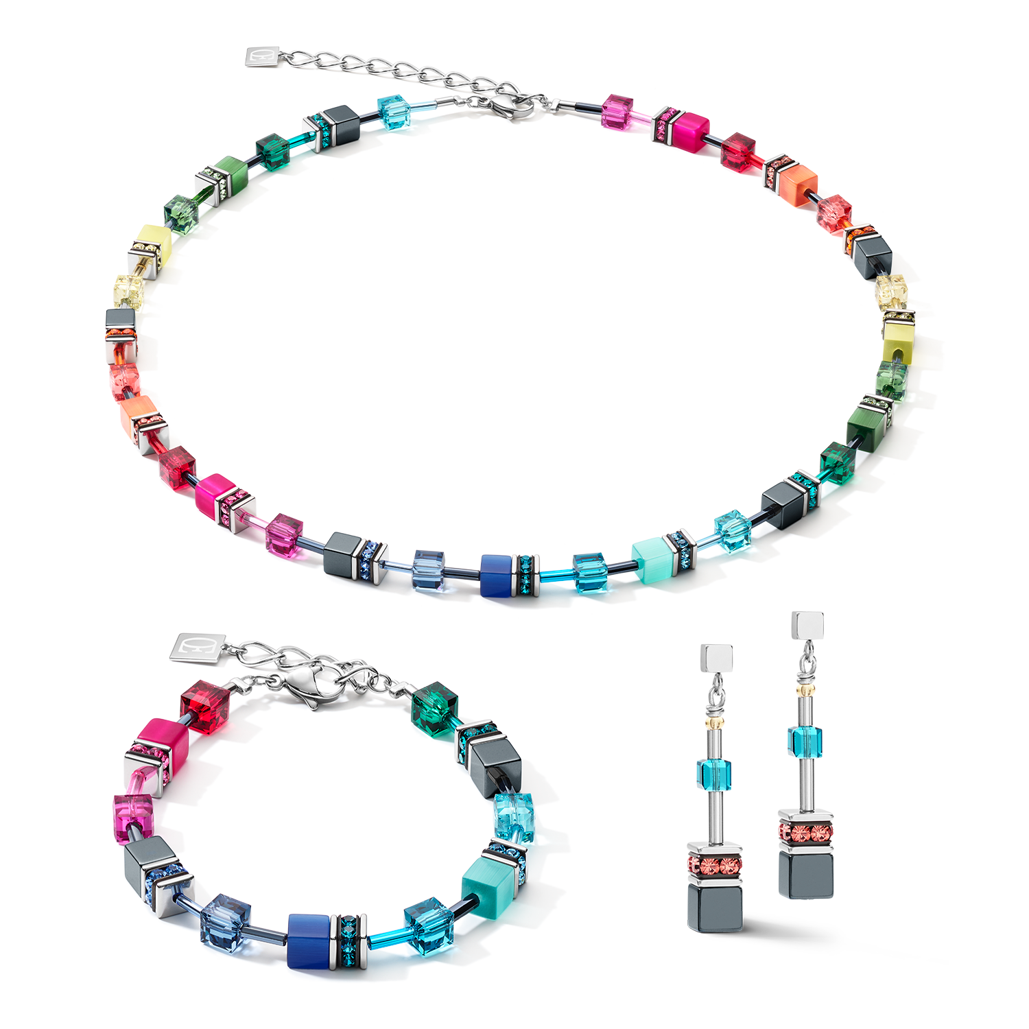 Boucles d'oreille GeoCUBE® medium multicolore rainbow
