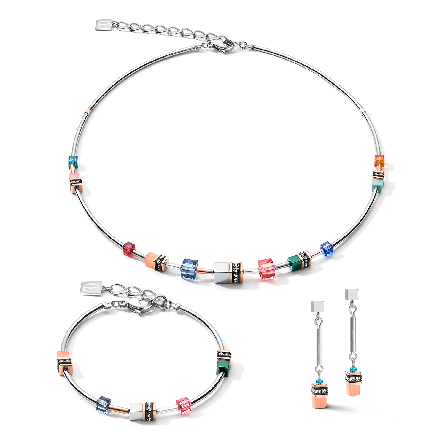 Earrings GeoCUBE® minimalist frontline multicolour motion