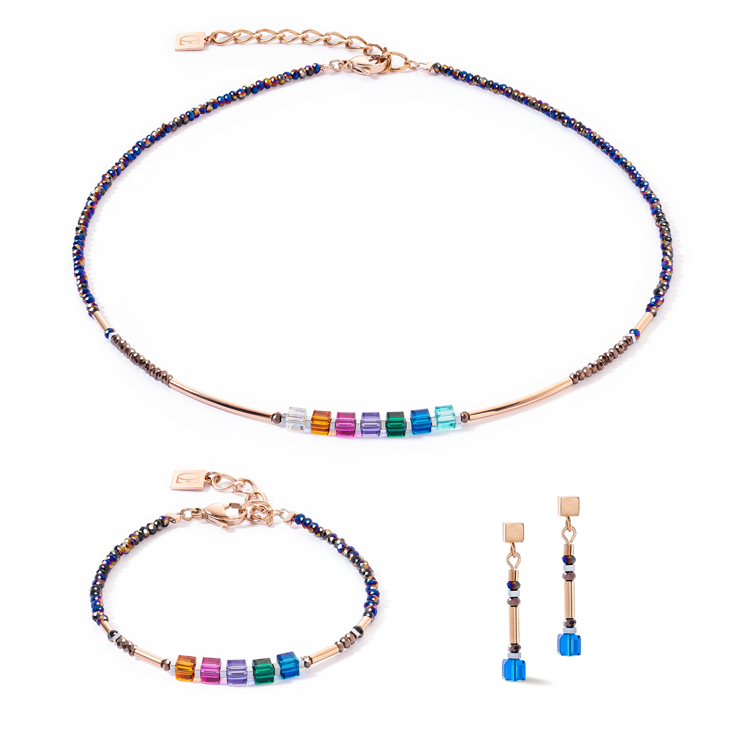 Collier Cube Story Minimalistic Sparkling Multicolore Automne