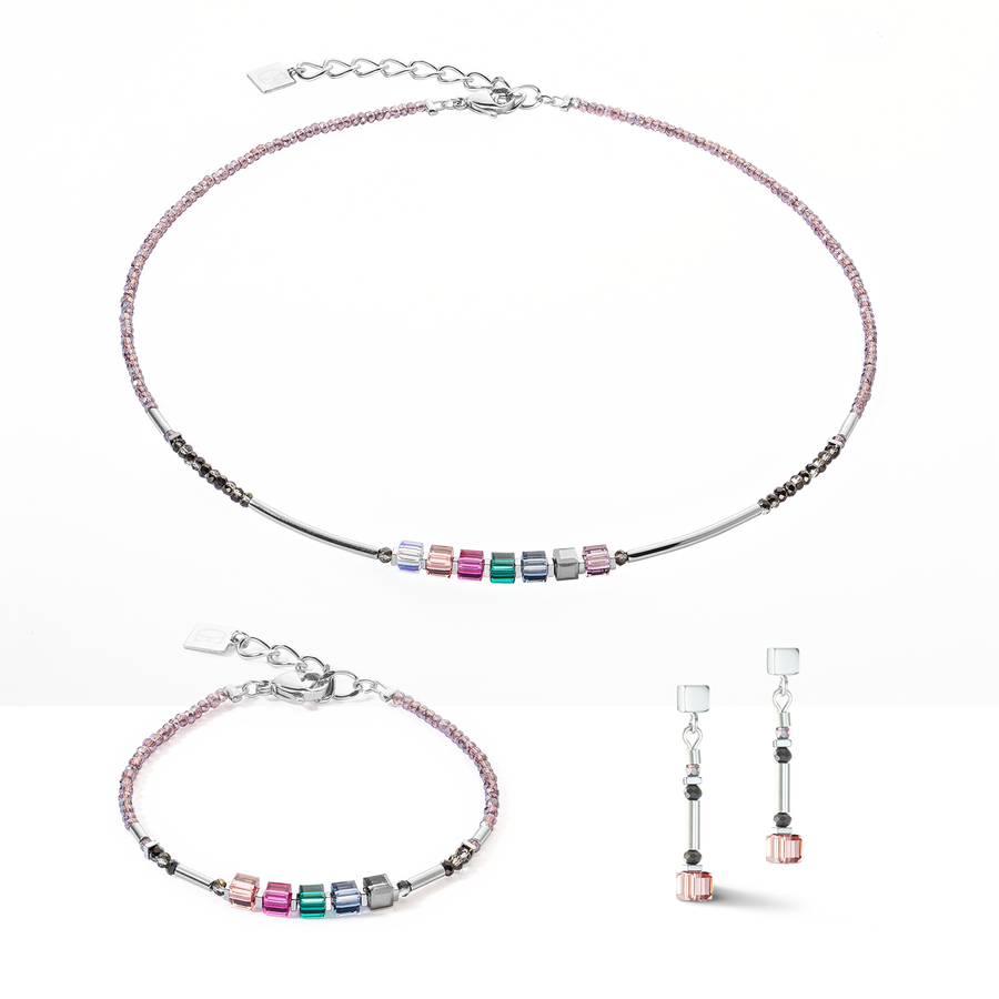 Collier Cube Story Minimalistic Sparkling Multicolour Art Nouveau