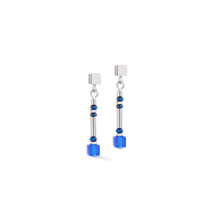 Boucles d'oreilles Cube Story Minimalistic Sparkling bleu