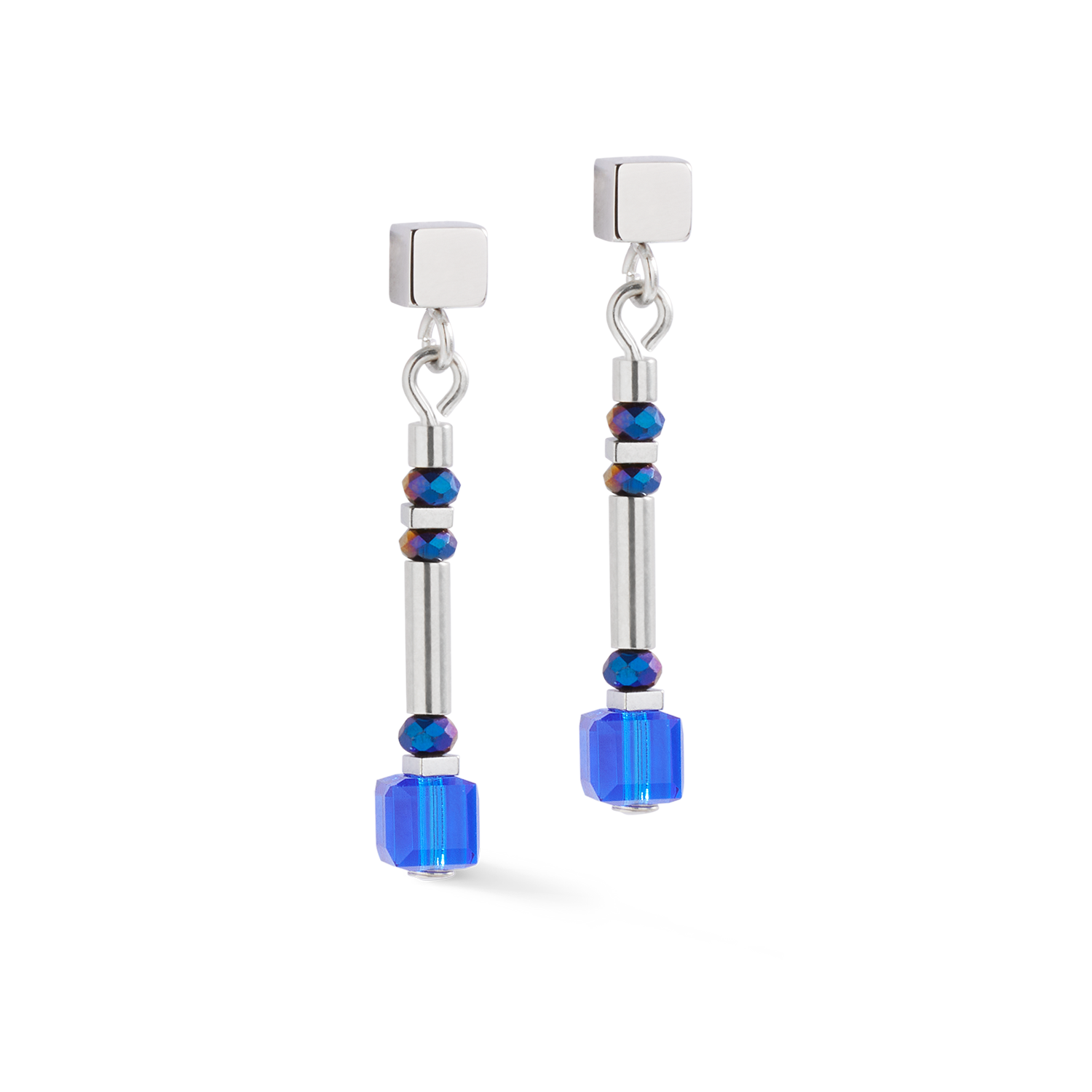 Boucles d'oreilles Cube Story Minimalistic Sparkling bleu