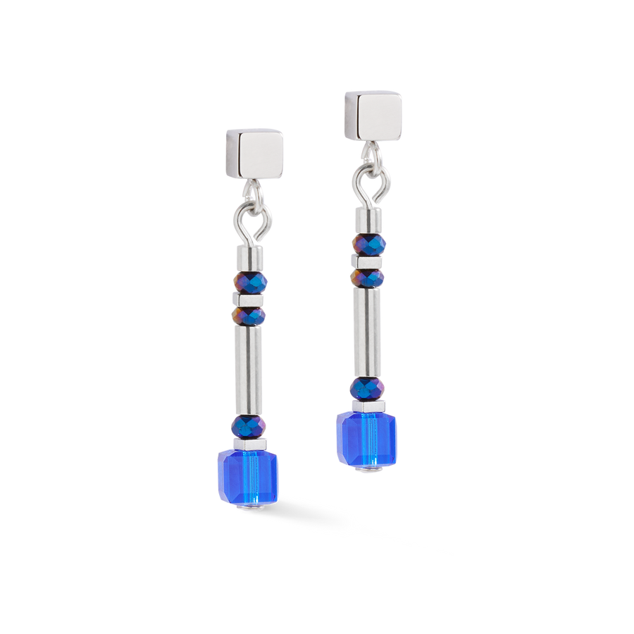 Boucles d'oreilles Cube Story Minimalistic Sparkling bleu