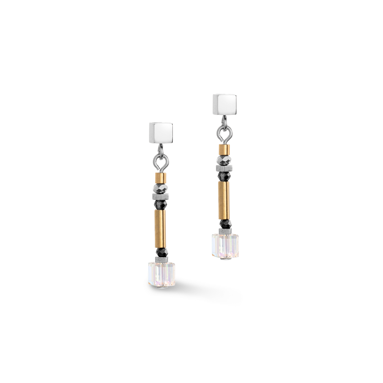 Boucles d'oreille Cube Story Minimalistic Sparkling gris or
