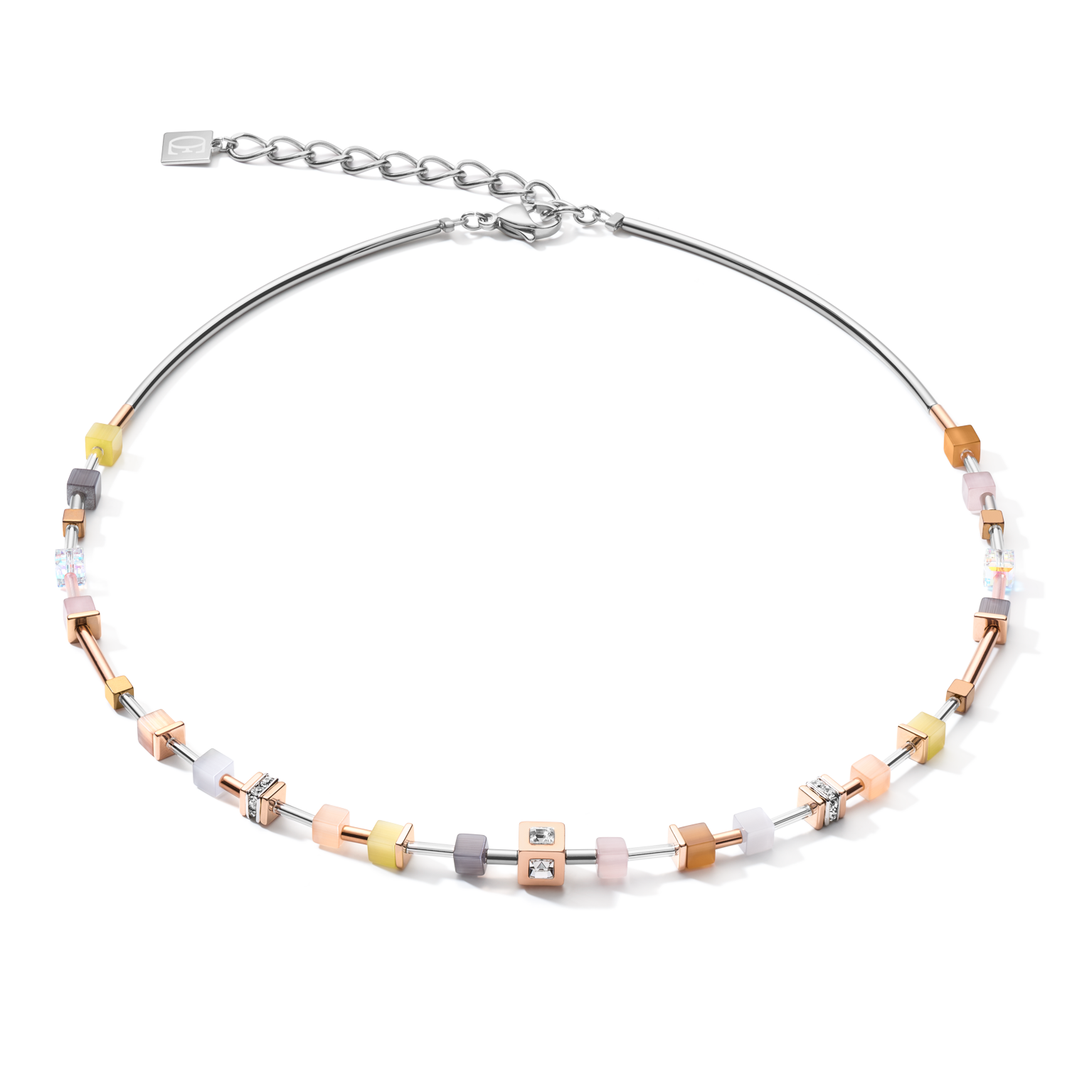 Collier GeoCUBE® fin beige-olive pastel