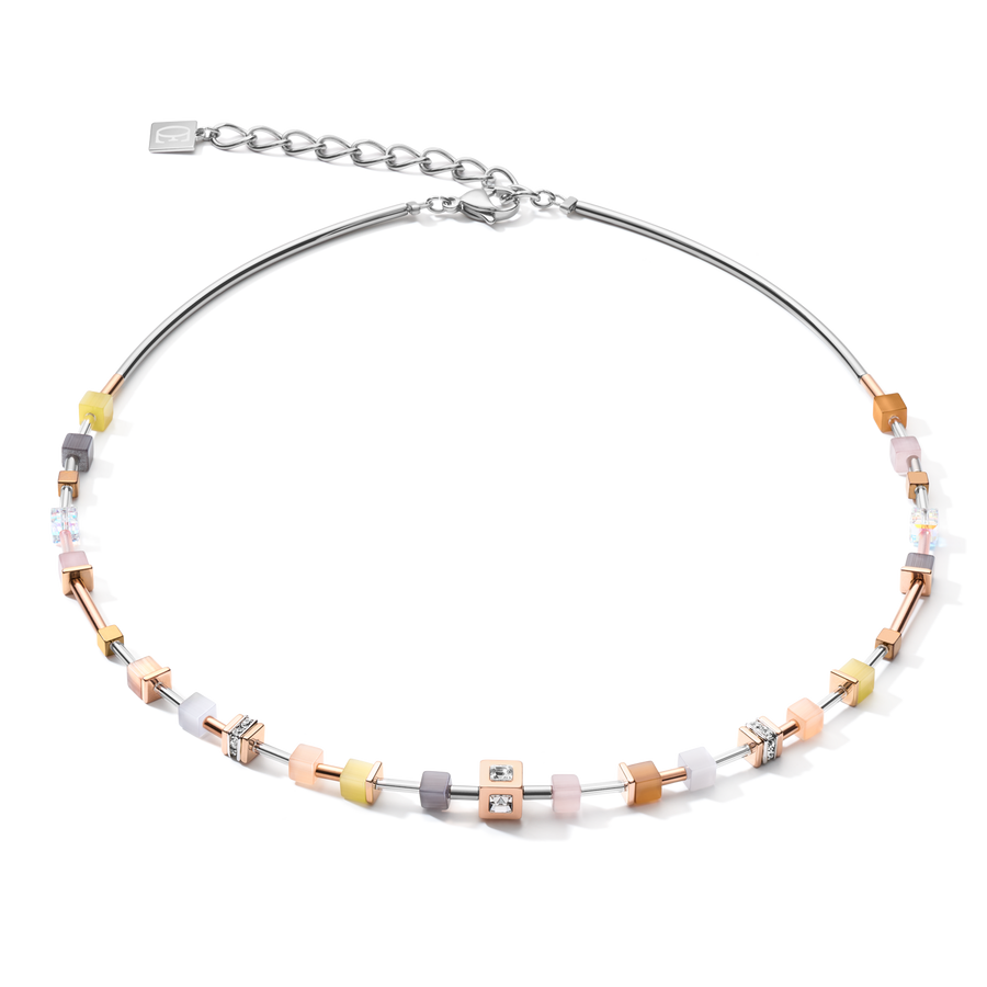 Collier GeoCUBE® fin beige-olive pastel