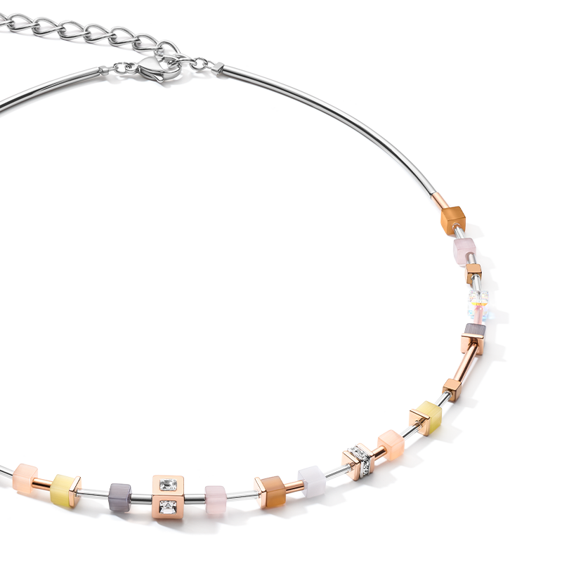 Collier GeoCUBE® fin beige-olive pastel