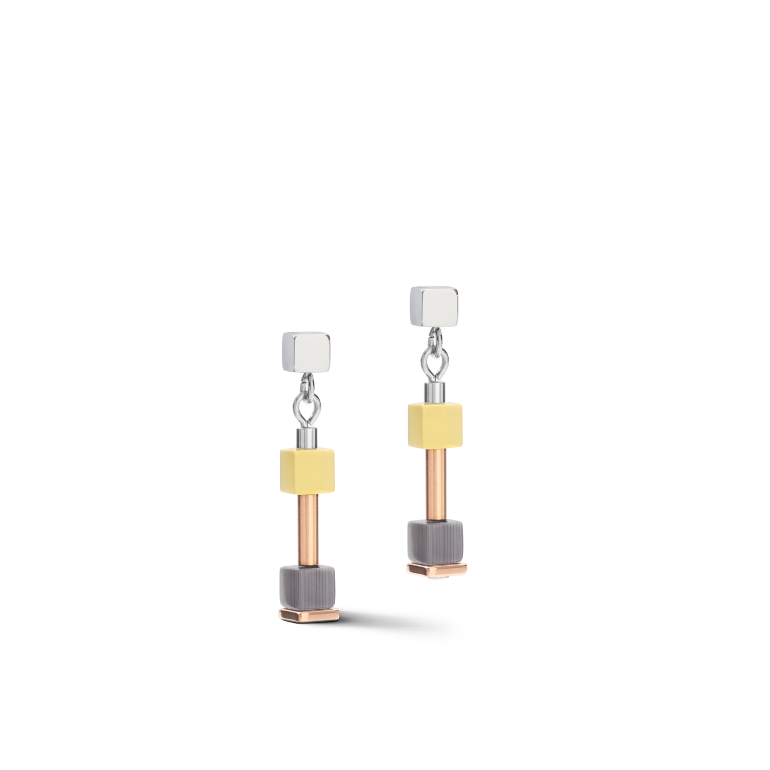 Boucles d'oreille GeoCUBE® fin beige-olive pastel