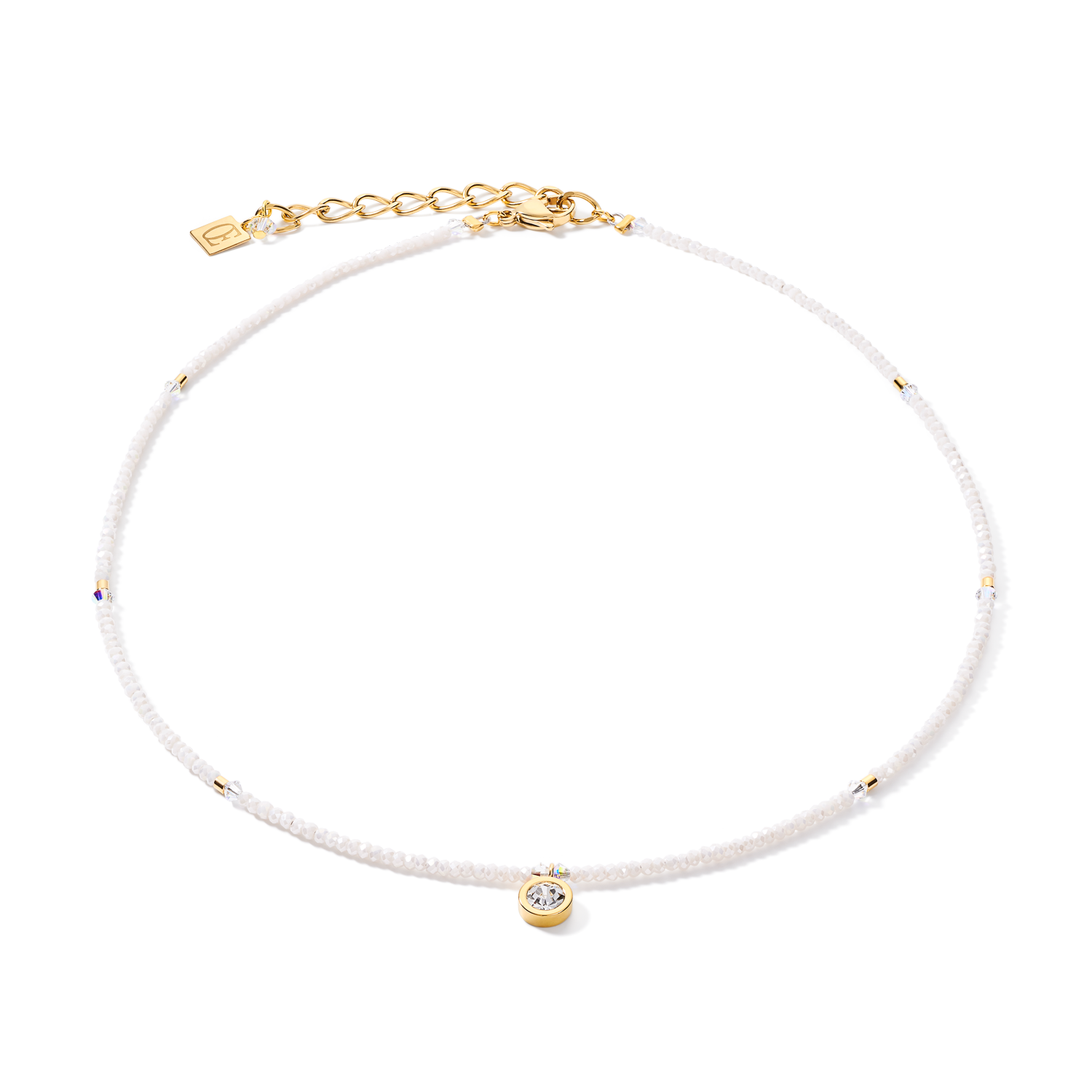 Collier small crystal or & blanc