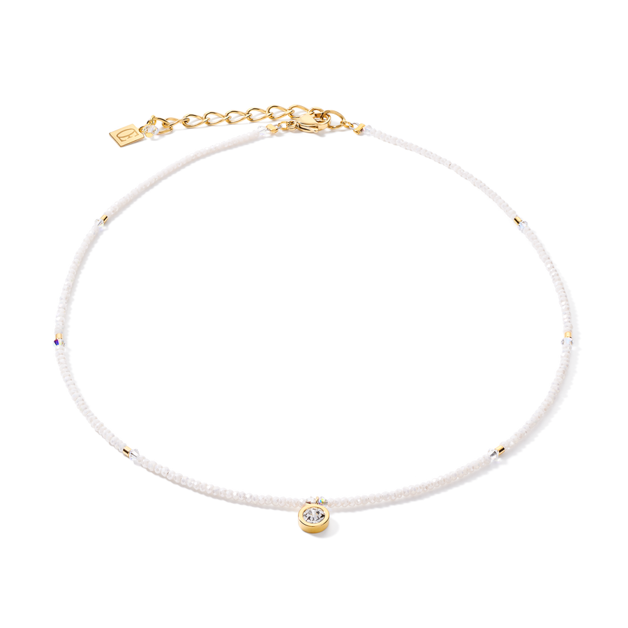Collier small crystal or & blanc