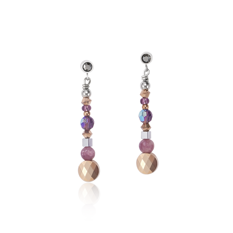 Boucles d'oreille Amulette small Cristaux & lepidolite amèthyste