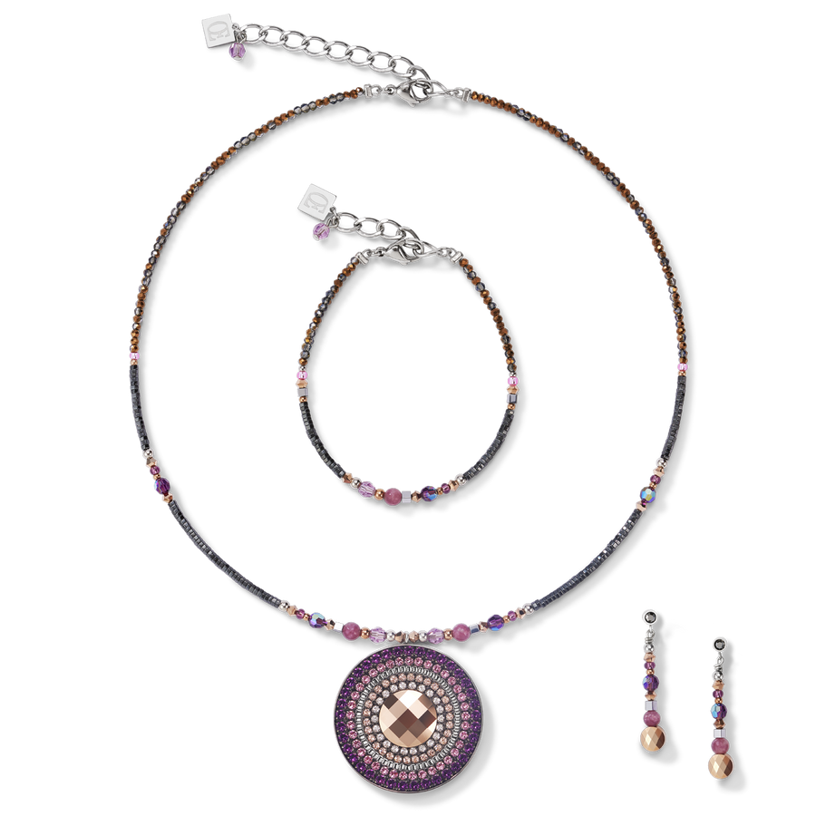Boucles d'oreille Amulette small Cristaux & lepidolite amèthyste