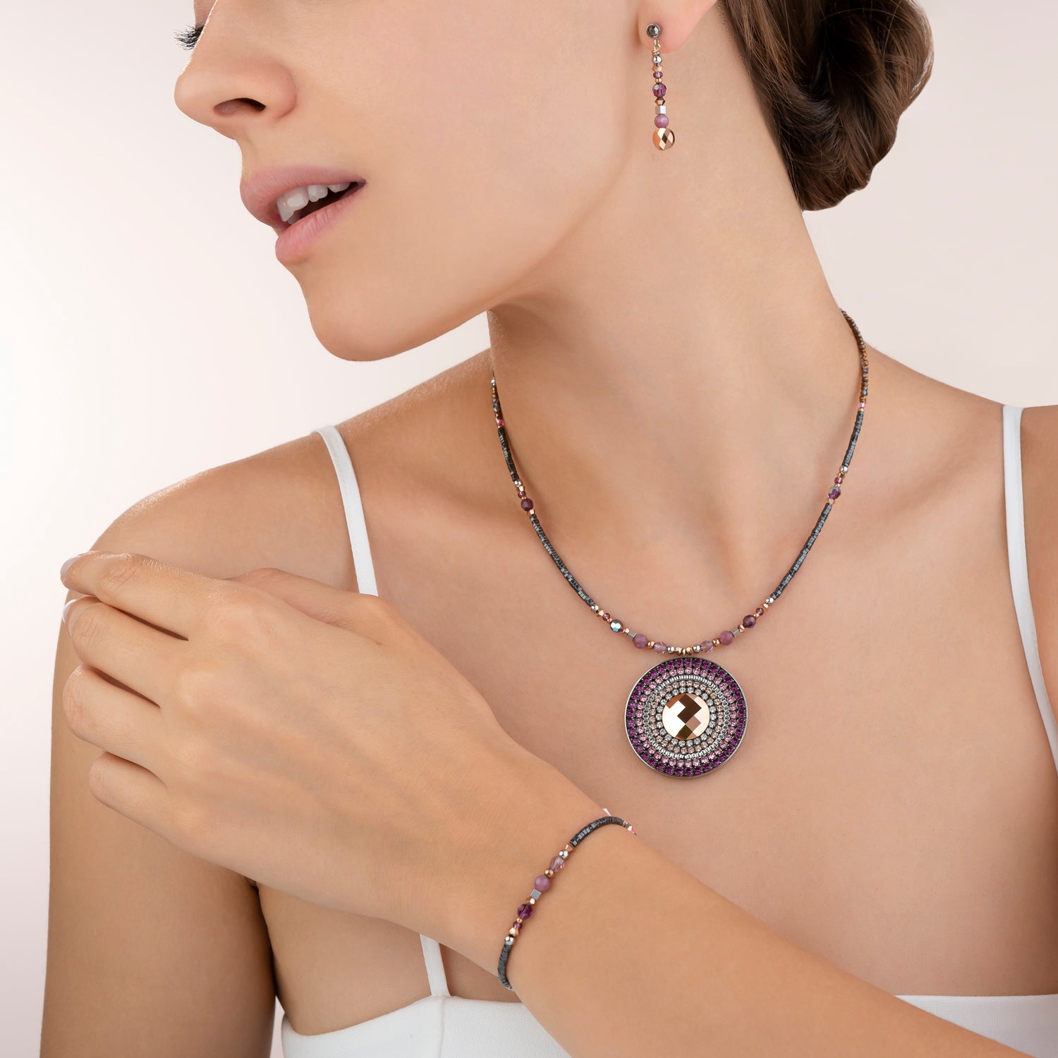 Boucles d'oreille Amulette small Cristaux & lepidolite amèthyste