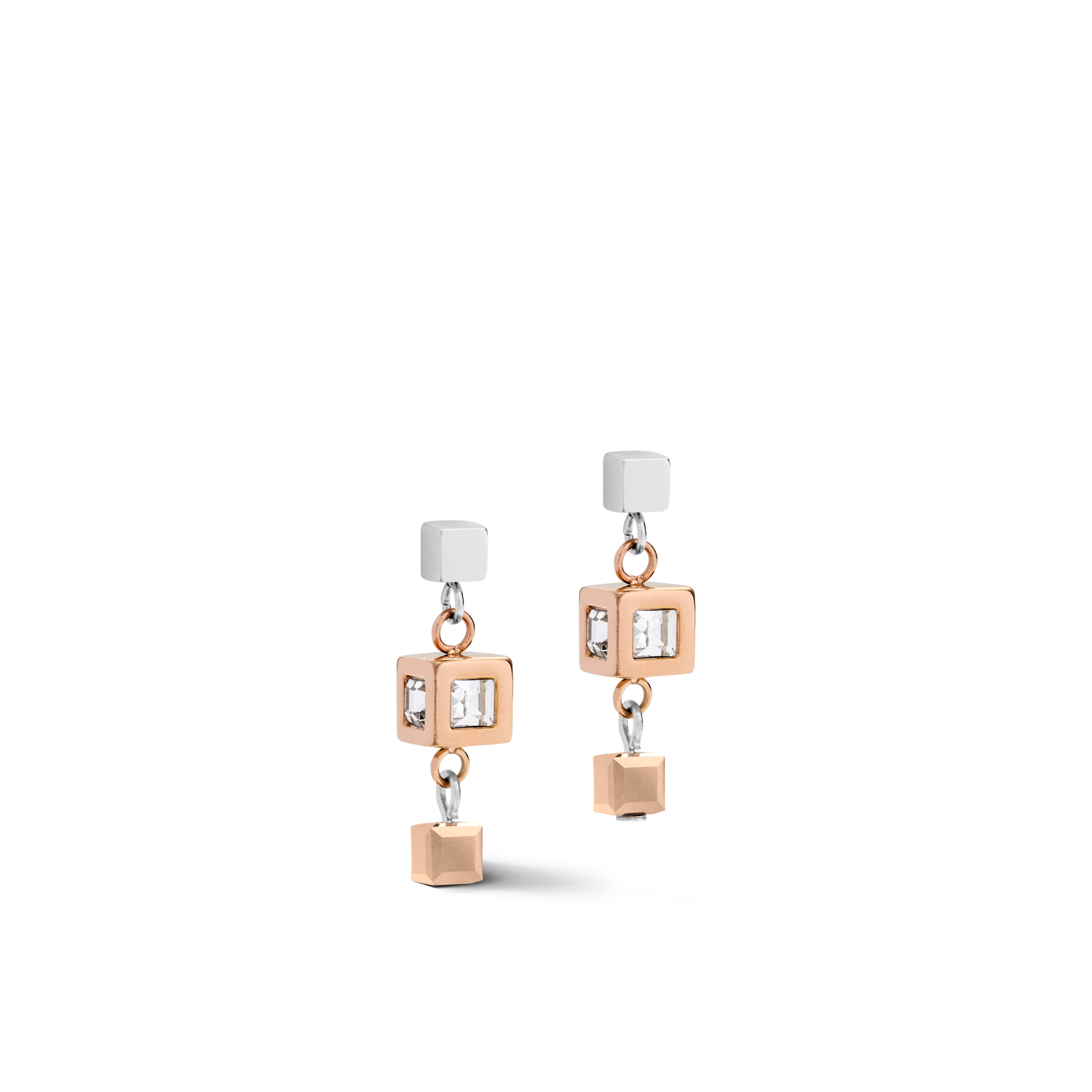 Boucles d'oreille GeoCUBE® cluster or rose