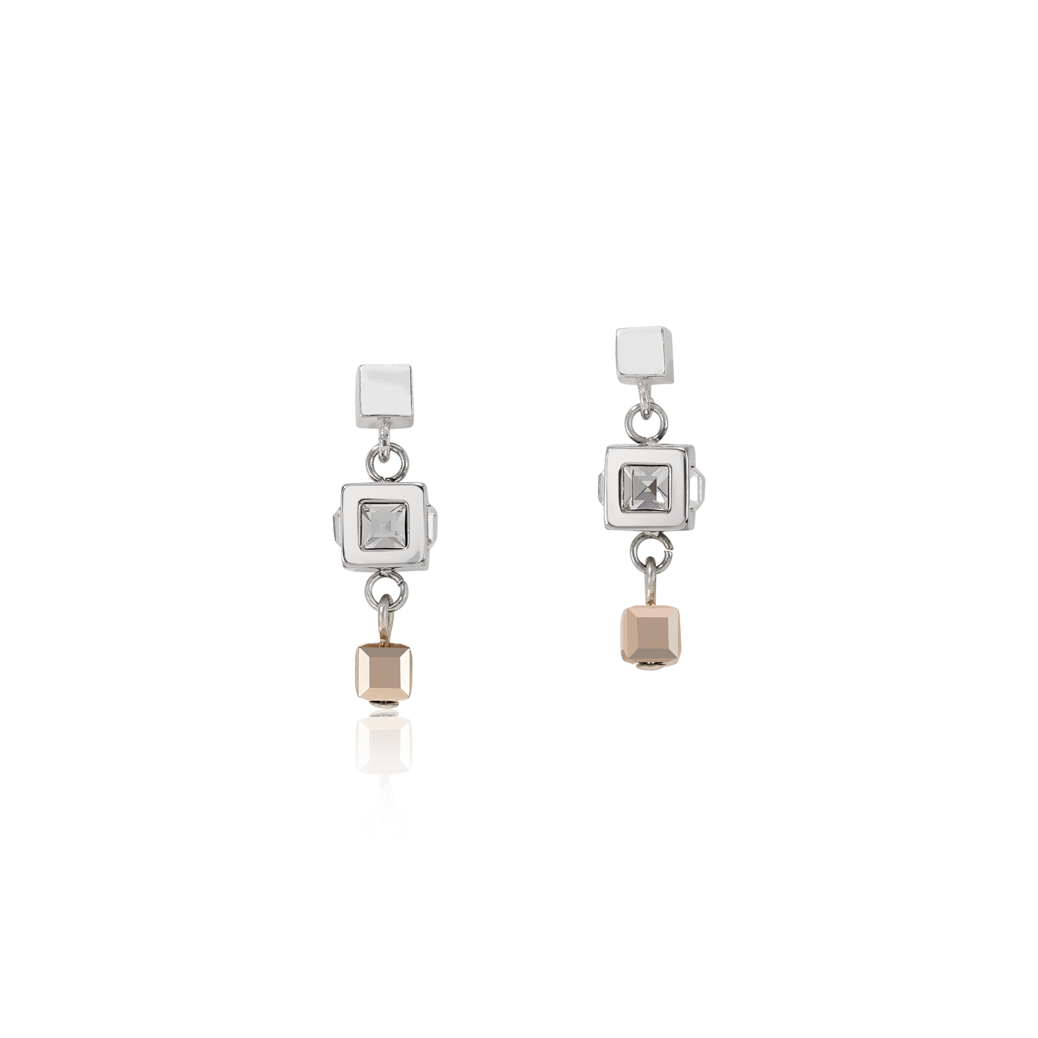 Boucles d'oreille GeoCUBE® cluster argent-or rose