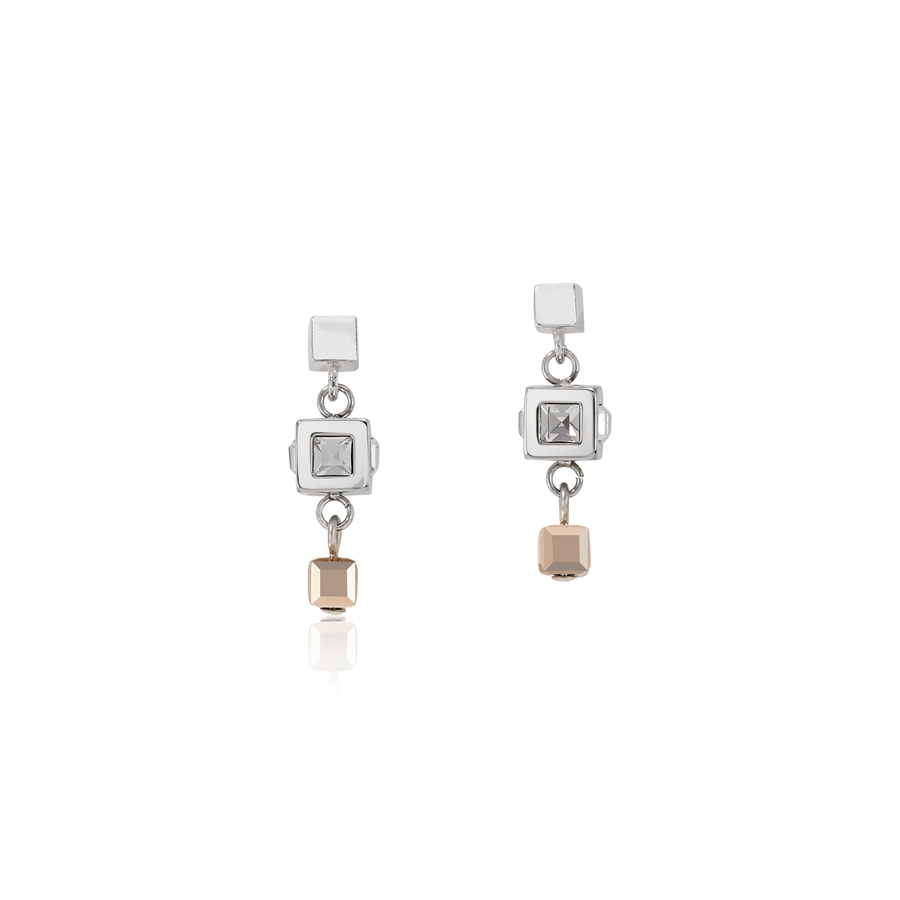 Boucles d'oreille GeoCUBE® cluster argent-or rose