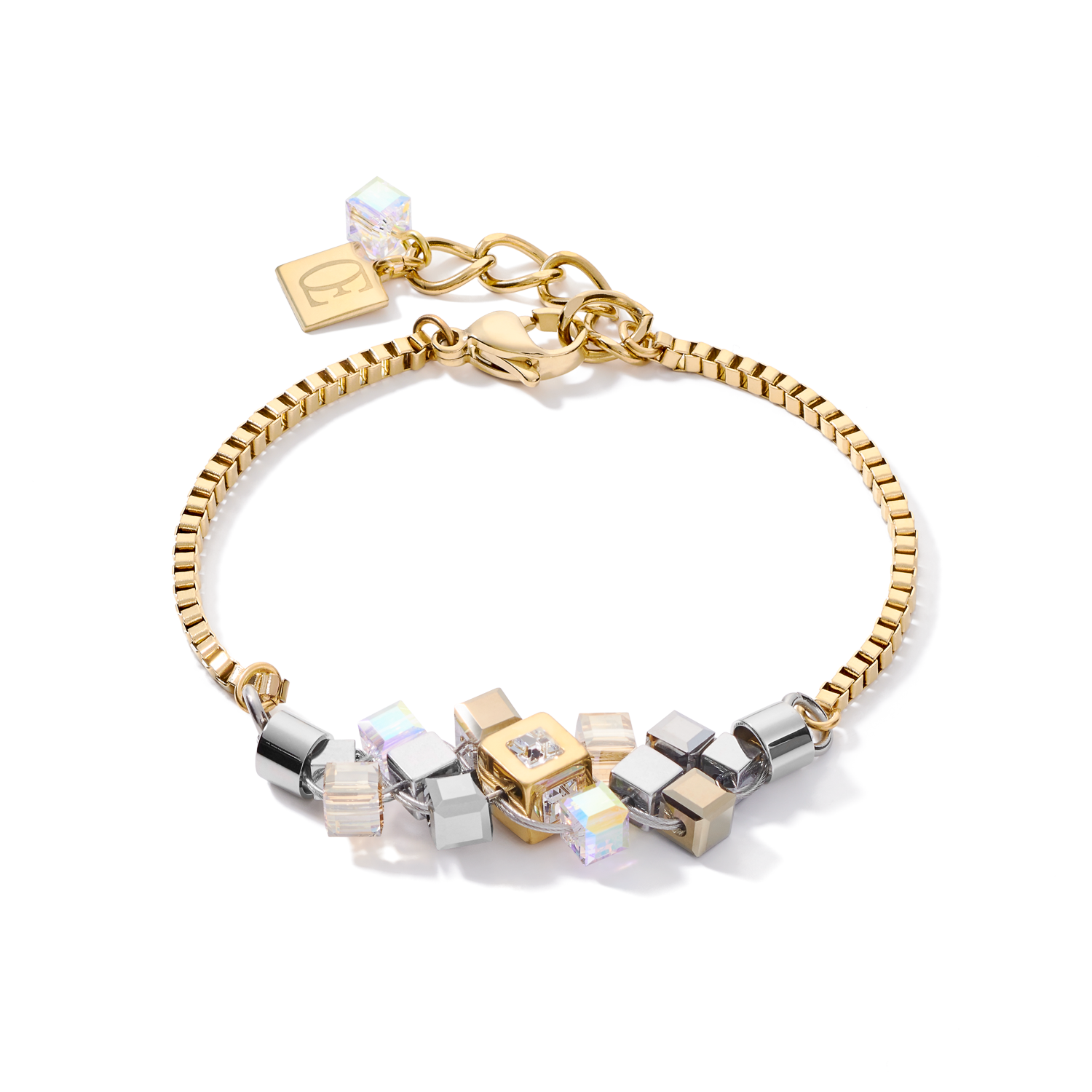 Bracelet GeoCUBE® cluster or-argent