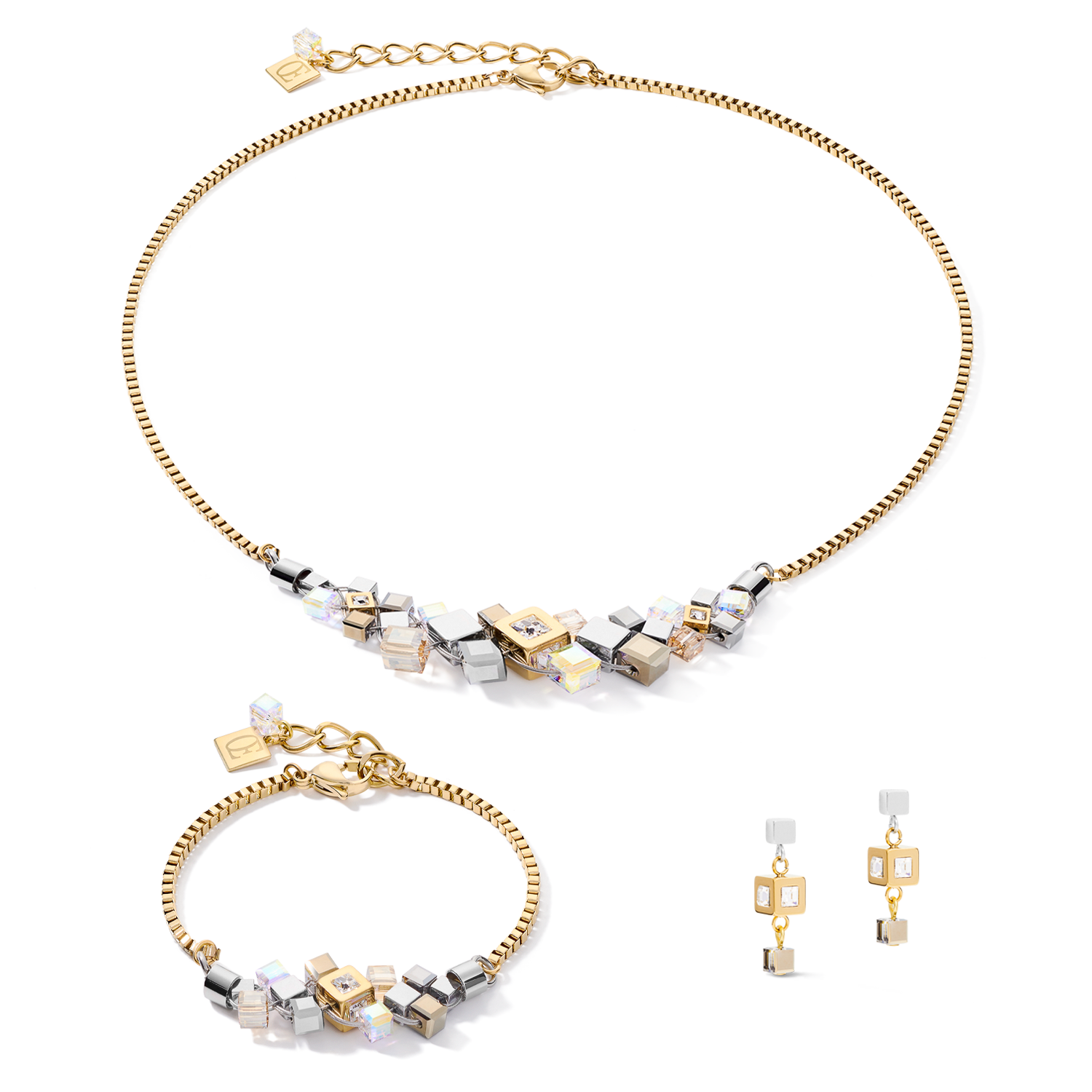 Bracelet GeoCUBE® cluster or-argent