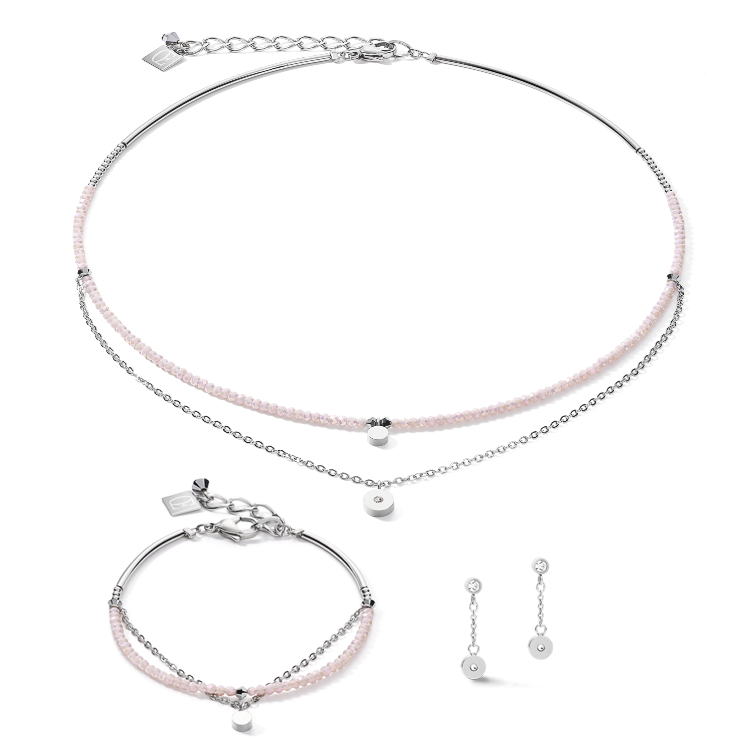 Boucles d'oreille Coins & Chain argent-lilas