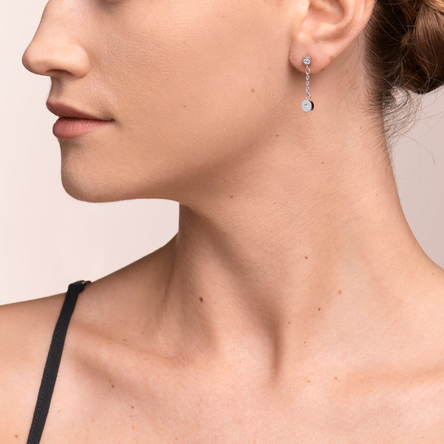 Boucles d'oreille Coins & Chain argent-lilas