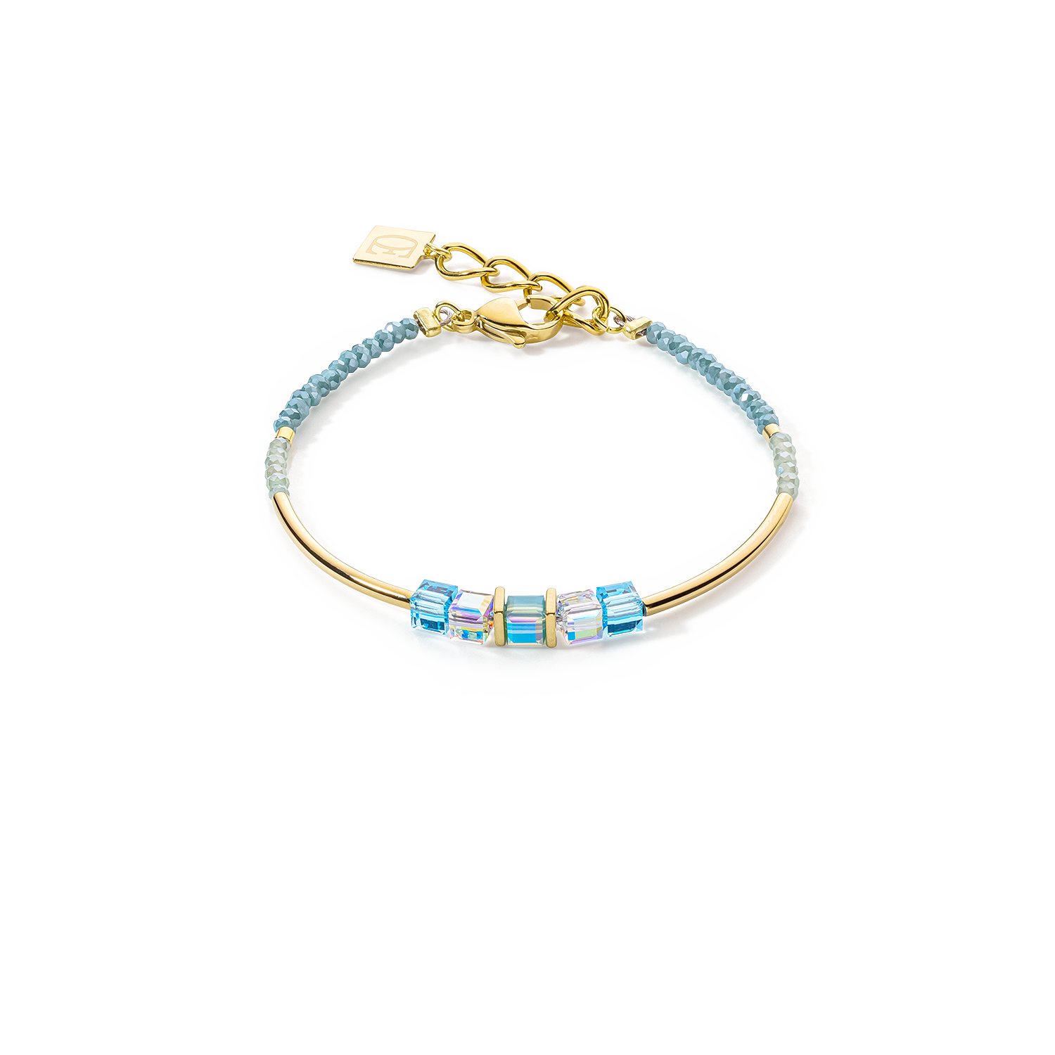 Bracelet Cube Story Minimalistic or-turquoise