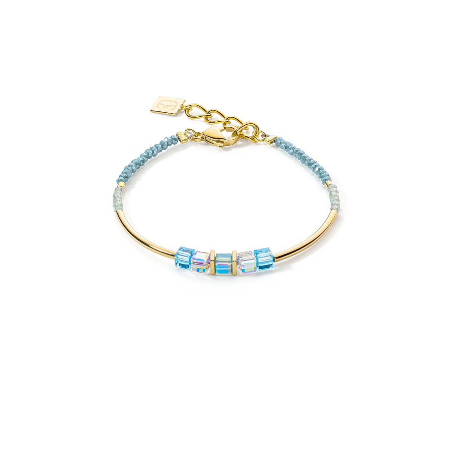 Bracelet Cube Story Minimalistic or-turquoise