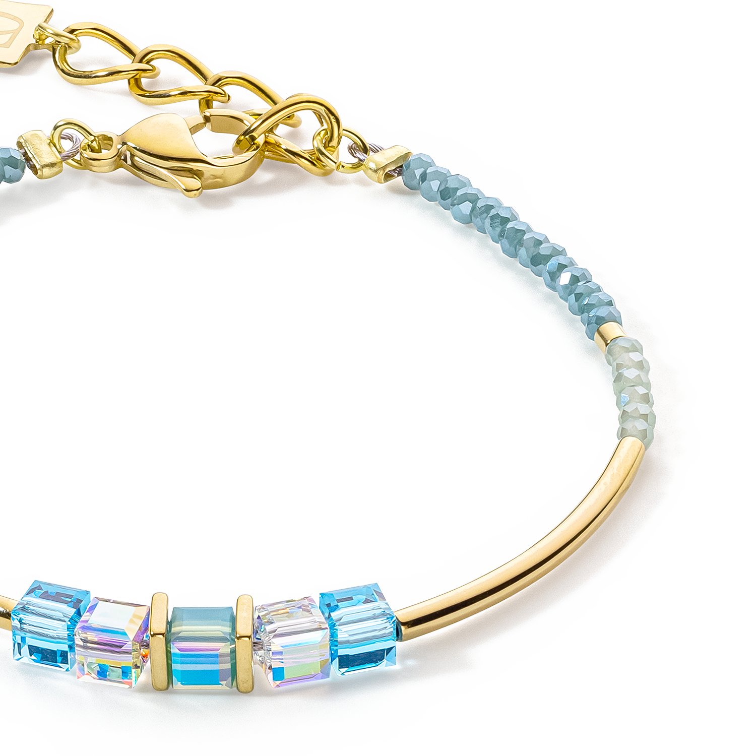 Bracelet Cube Story Minimalistic or-turquoise