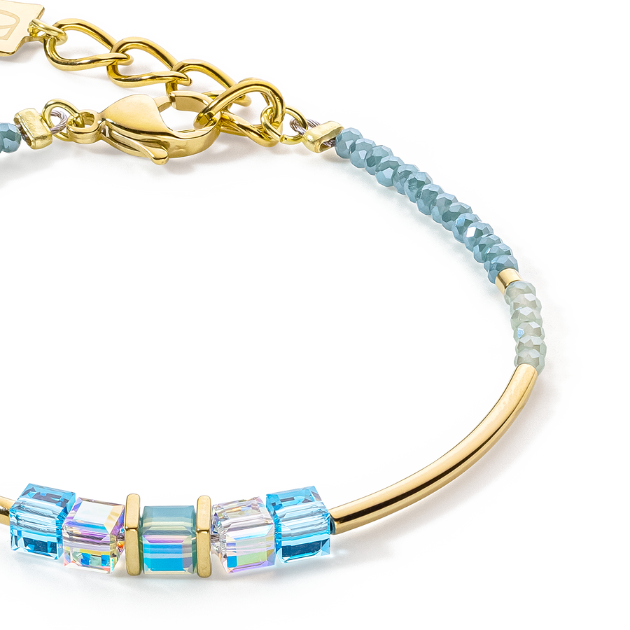 Bracelet Cube Story Minimalistic or-turquoise