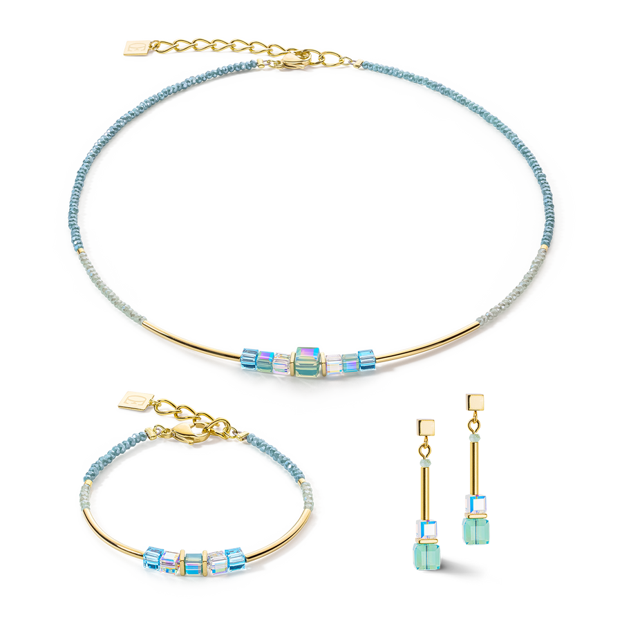 Bracelet Cube Story Minimalistic or-turquoise