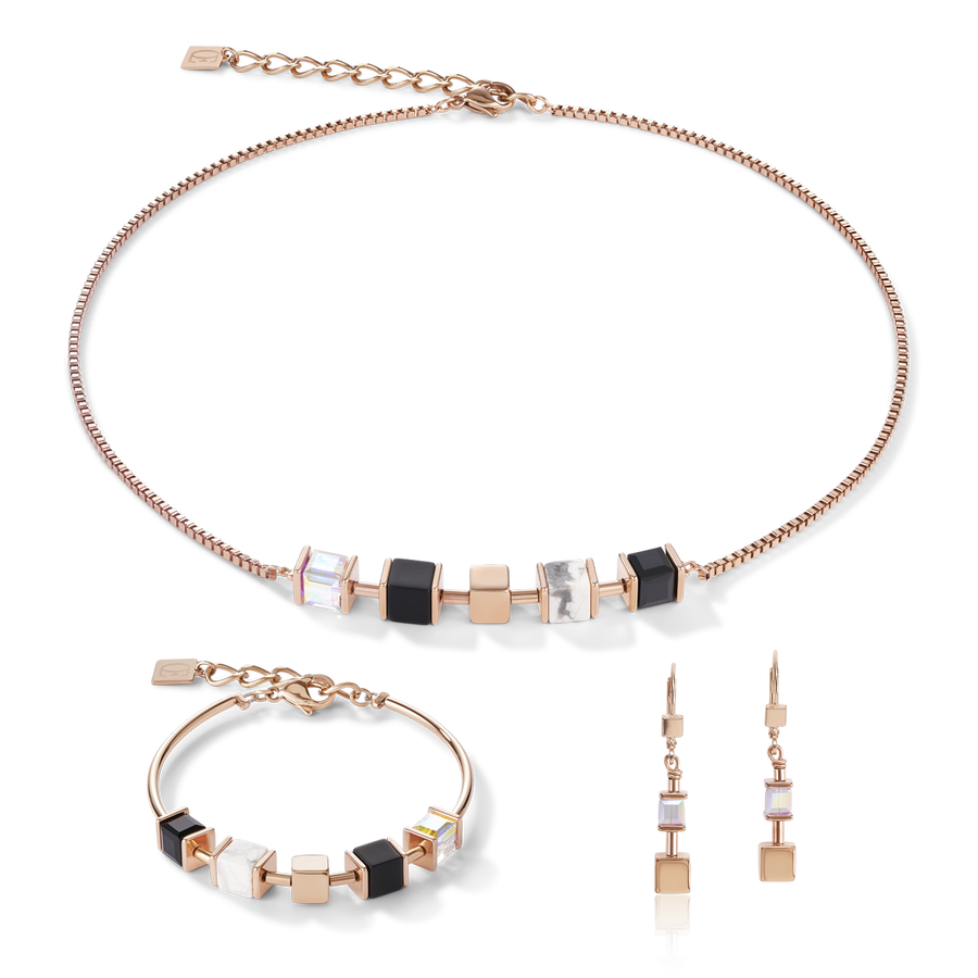 Bracelet GeoCUBE® & chaîne noir-blanc