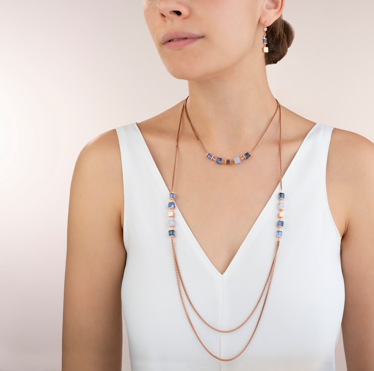 Collier GeoCUBE® & chaîne large bleu