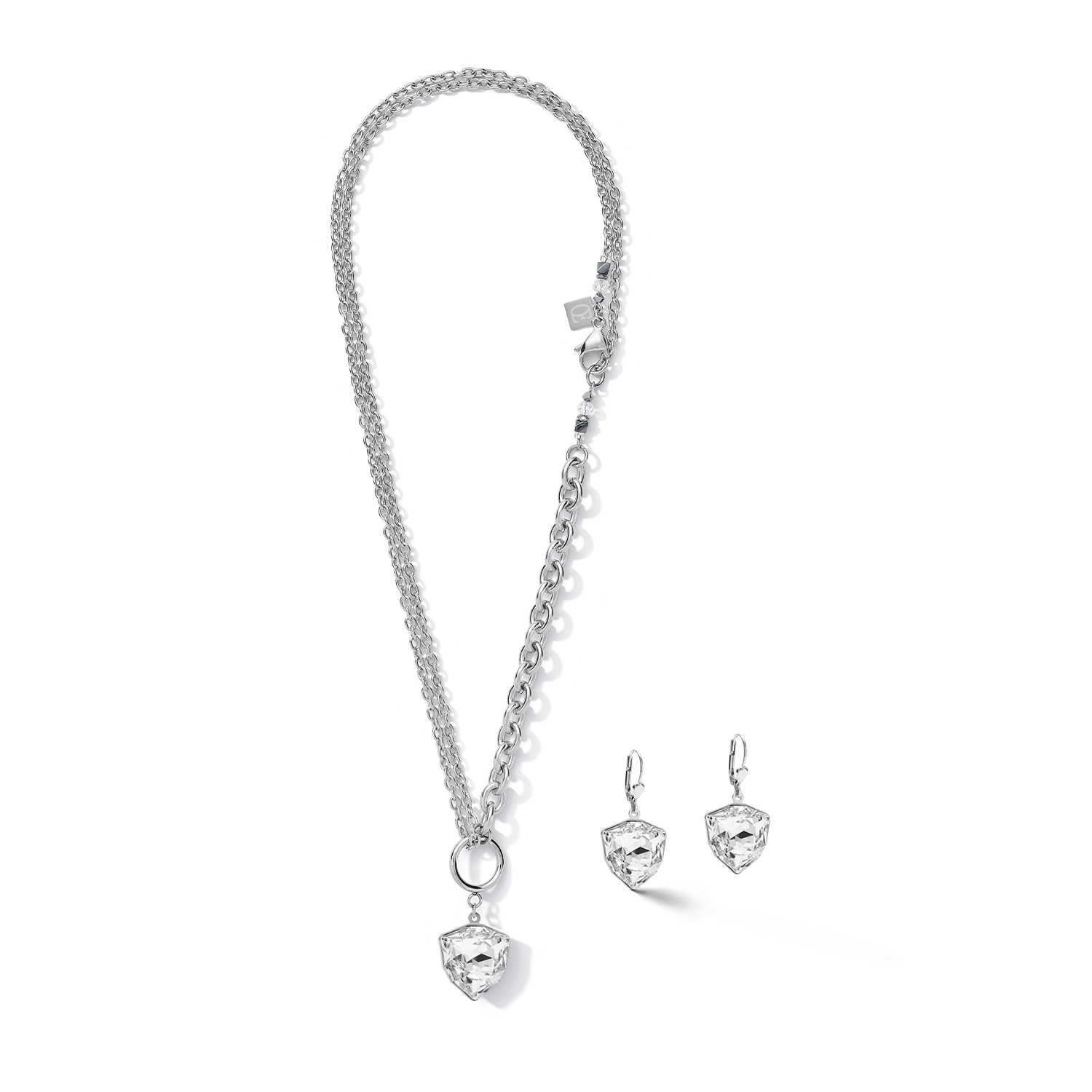 Boucles d'oreille Magic crystal & chunky chain cristal