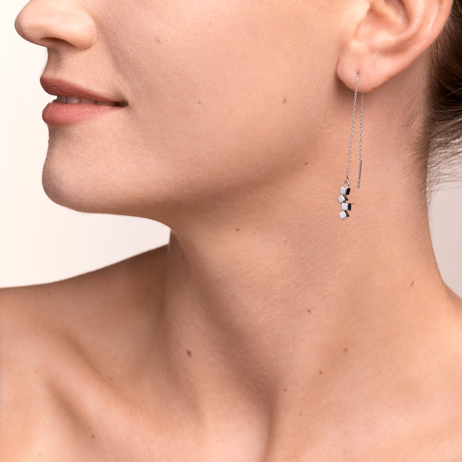 Boucles d'oreille Dancing GeoCUBE® small acier argent