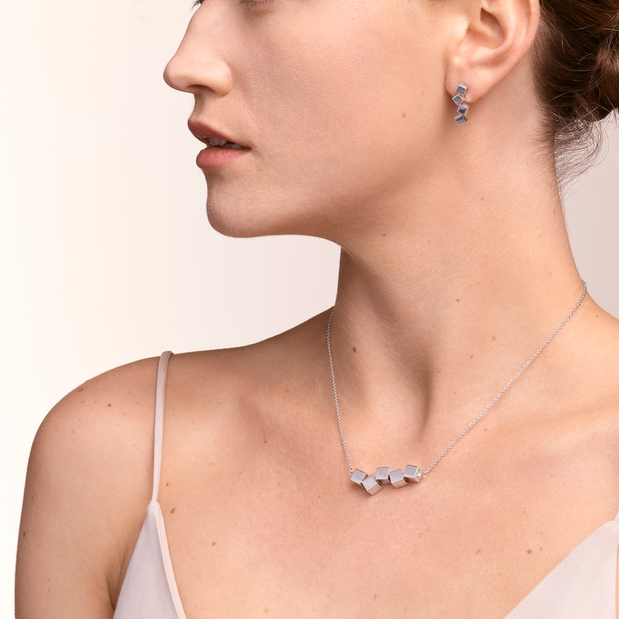 Collier Dancing GeoCUBE® acier argent