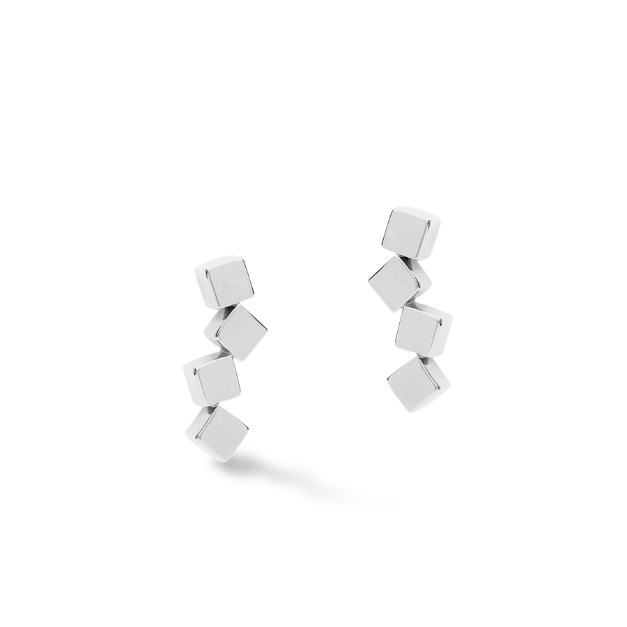 Boucles d'oreille Dancing GeoCUBE® acier argent