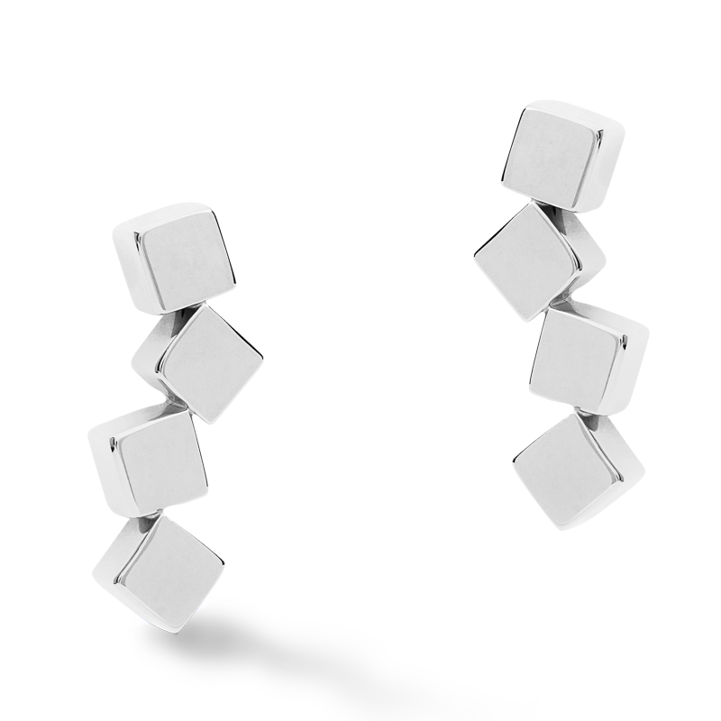 Boucles d'oreille Dancing GeoCUBE® acier argent