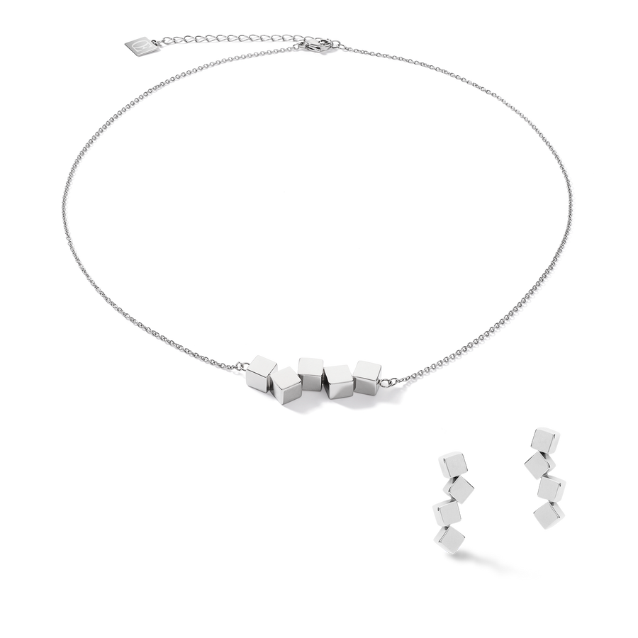Boucles d'oreille Dancing GeoCUBE® acier argent