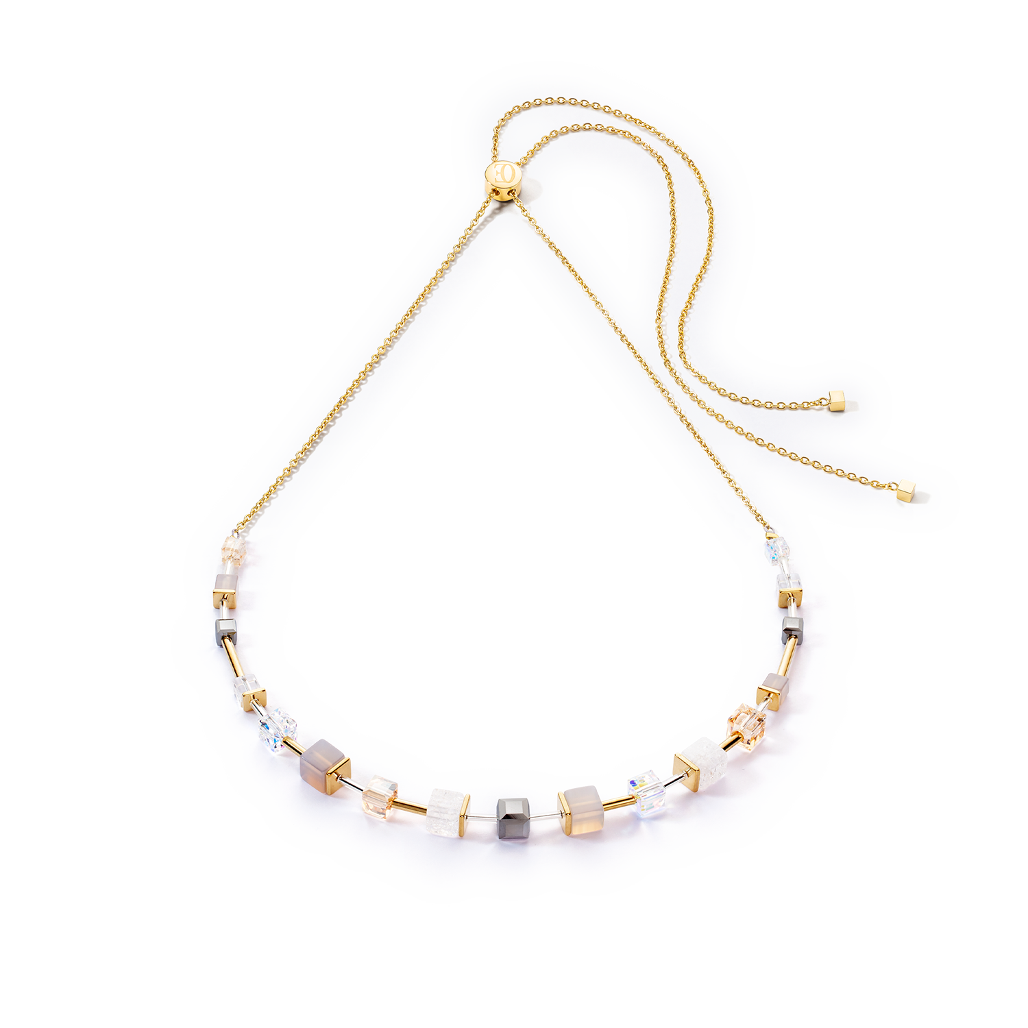 Collier GeoCUBE® Precious & Slider Closure or gris