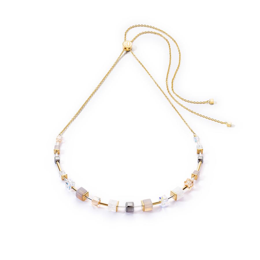 Collier GeoCUBE® Precious & Slider Closure or gris