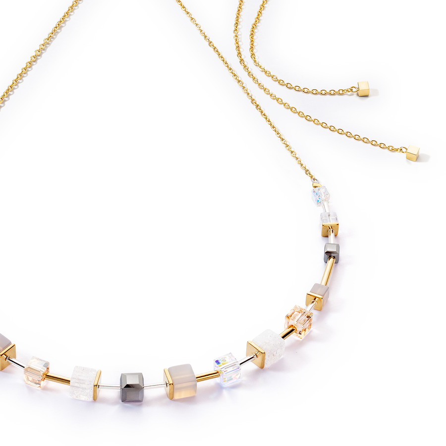 Collier GeoCUBE® Precious & Slider Closure or gris