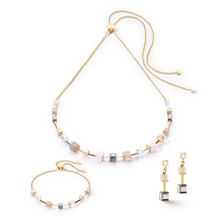 Collier GeoCUBE® Precious & Slider Closure or gris