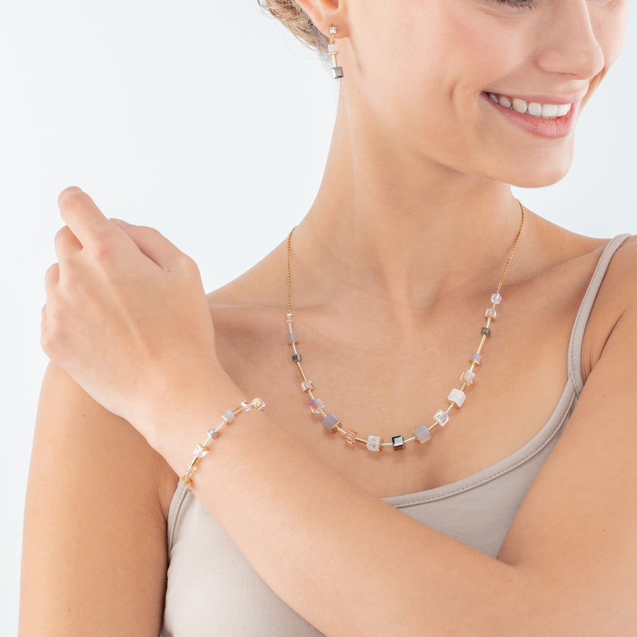 Collier GeoCUBE® Precious & Slider Closure or gris