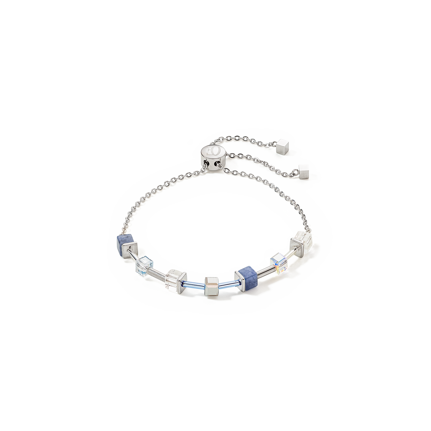 Bracelet GeoCUBE® Precious & Slider Closure argent bleu