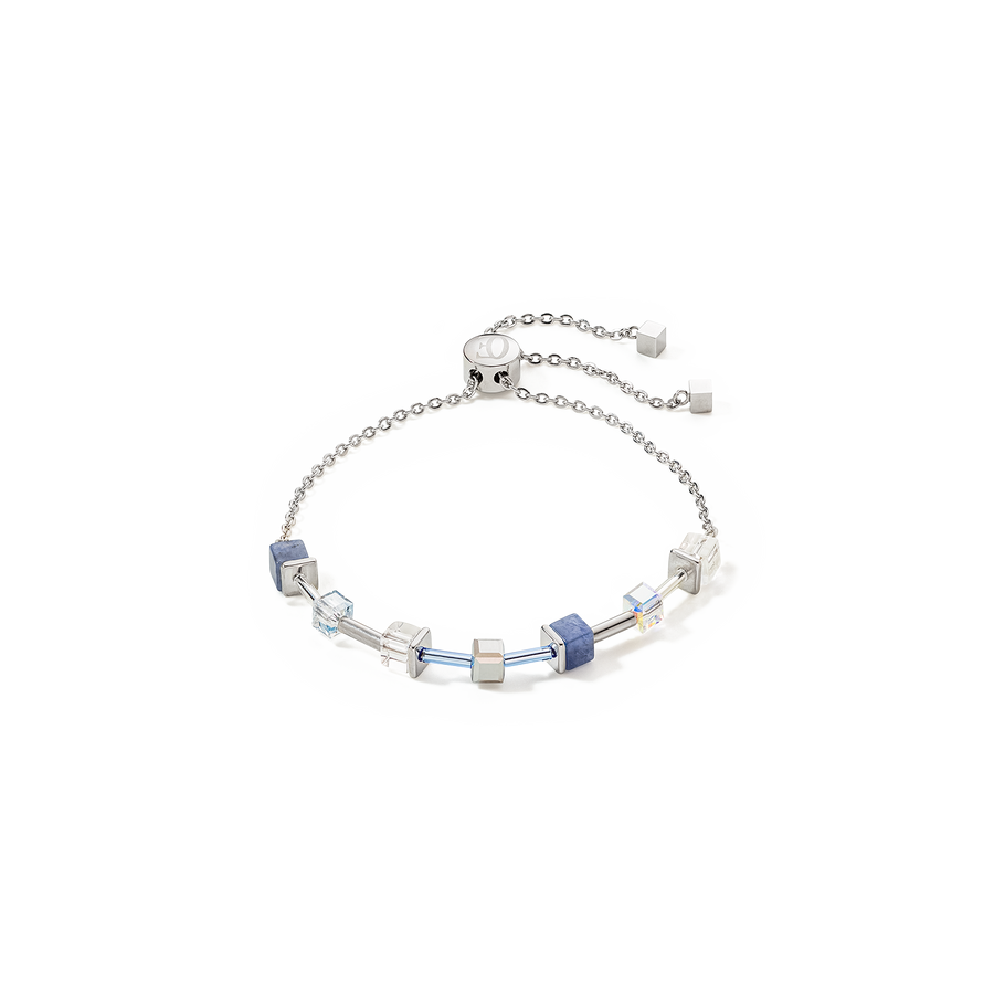 Bracelet GeoCUBE® Precious & Slider Closure argent bleu